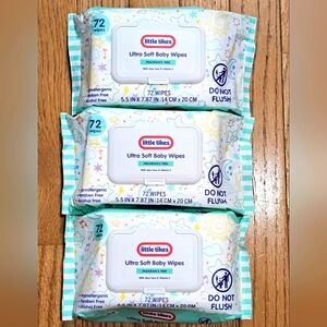 NWT 》3×《 LITTLE TIKES ULTRA SOFT FRAGRANCE-FREE BABY WIPES 72ct PACKS!